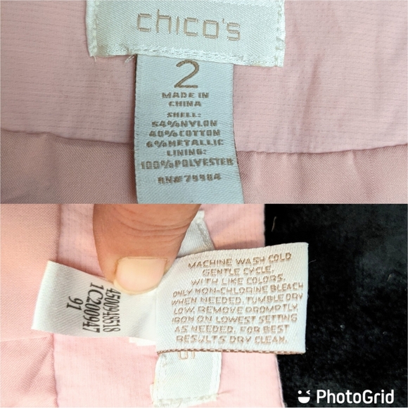 Chicos 2 Barbie Pink Open Jacket Crinkle Metallic Pintuck Pleated Pockets Lined - Picture 3 of 8